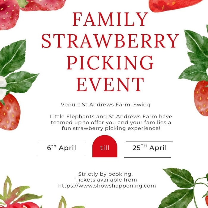family strawberry picking event